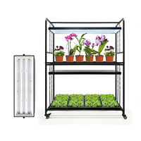 Étagère de culture pour plantes d'intérieur à double niveau, supports verticaux commerciaux, barre lumineuse LED de 4 pieds, réglable, en fer, mobile