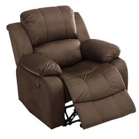 Fauteuil inclinable marron pour salon, fauteuil individuel rembourré, rembourrage en mousse, structure en métal, mobilier de maison