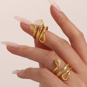 Bague ouverte serpent en acier inoxydable Enigma, style européen et américain, pour femme, bijou de main électroplaqué, fabriqué à Dongguan - Product Image 4