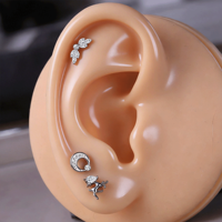 Clous d'oreilles classiques en titane G23 plaqué or 24 carats poli miroir avec zircon, hypoallergéniques, pour mariage et soirée