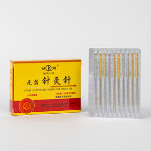 Agopuntura piena placcata in oro Agopuntura Aghi in alluminio produttore di imballaggi in agopuntura in oro scatola 100 pz - Product Image 1