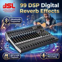 Console de mixage audio professionnelle JSL 12 canaux, égaliseur 3 bandes, 99 préréglages de haute qualité, effets DSP intégrés, mixeur pour studio