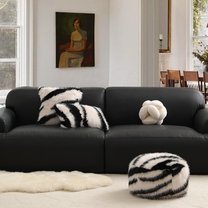 Home Decor Zebra Stripes <strong>Fluffy</strong> <strong>Pillow</strong> Covers Black and <strong>White</strong> Stripes Plush Cushion Cover Autumn Winter Jacquard <strong>Pillow</strong> for Sofa - Product Image 2