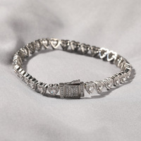 Nouveauté Bracelet Tennis à Double Couche en Forme de Cœur avec Strass pour Femmes et Hommes Bijoux CZ Chaîne et Bracelets à Maillons à la Mode