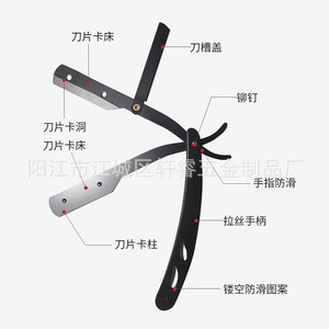 Maquinilla de afeitar manual Xuanxi de acero inoxidable con mango de titanio negro para hombres, herramienta profesional de barbero para afeitar y recortar patillas. - Product Image 1