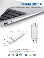 100% véritable lecteur flash OTG USB 3.0 Type-C d'origine 2-en-1 16GB/32GB/64GB/128GB en plastique haute vitesse