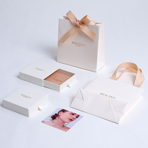 Boyang Custom Paper Drawer Jewelry Necklace <strong>Earing</strong> Packaging <strong>Boxes</strong> with Pouch - Product Image 4