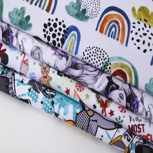 Cotton Fabric Custom Print Fresh Stretch Soft Digital Printed Spandex Pure Cotton French Terry Knitted Fabric for hoodie