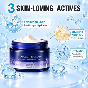 Crema Facial con Ácido Hialurónico y Escualano, Lactobacillus Ferment Lysate, Hidratante para la Piel Todo el Día - Product Image 3