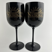 Verre à vin en plastique coloré noir acrylique de 480ml avec le logo imprimé pour des événements de barre
