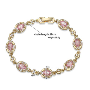 <span class=keywords><strong>Bracelet</strong></span> pour femme en zircon coloré, style ancien vintage, avec incrustation de cuivre et zircon, forme ovale et œuf, à maillons superposés - Product Image 3