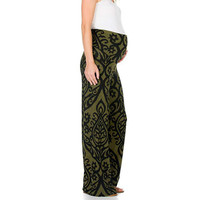 Calças soltas femininas grávidas, casuais, estampa floral, calças cropped para grávidas