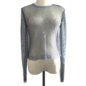 S384 Women Sexy See Through <strong>Mesh</strong> Beach Party Crystals Dress <strong>Tops</strong> Diamond <strong>Mesh</strong> Cover up <strong>Rhinestone</strong> <strong>Mesh</strong> <strong>Tops</strong> Clubwear - Product Image 2