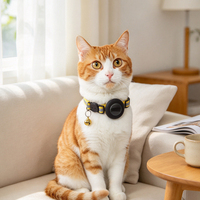 Traceur anti-perte AirTag de luxe, durable, étanche, à motif uni, étui de localisation pour animaux de compagnie pour chats