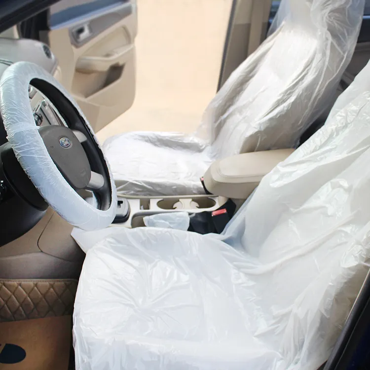 HSG fábrica al por mayor coche de plástico desechable Universal transparente asiento cubiertas protectoras coche Anti-polvo asiento cubierta