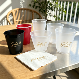 Gobelets en plastique jetables personnalisés PET de 9, 10, 12, 14, 16, 18, 20, 24 oz pour boissons froides à emporter, pour restaurants, événements, vente en gros, avec serviette - Product Image 1