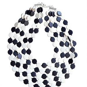 Classic <b>Blue</b> Yellow Multi Strand Resin <b>Bead</b> Necklace Handmade Colorful Round Statement Stylish Jewelry Wedding Party for Women - Product Image 2