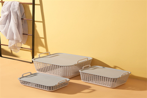 Factory Direct Hot Sale Double Handle Portable Plastic Storage <strong>Baskets</strong> <strong>with</strong> <strong>Lid</strong> Convenient Storage Solution - Product Image 5