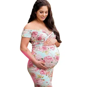 Yüksek kaliteli hamile elbiseleri hamile kadınlar zarif kat uzunlukta toptan hamile kıyafetleri hamile kadınlar için fotoğraf çekimi