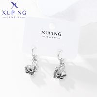Anting Wanita 6034 XUPING Perhiasan Lapis Emas Warna Gold, Model Mawar Stereo Romantis, Anting Gantung Bunga untuk Pesta Pernikahan