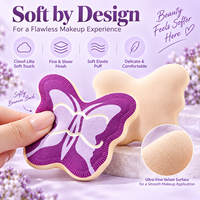 Éponge de maquillage papillon personnalisée, douce, pour fond de teint, à utiliser à sec ou humide, avec sangle de maintien au doigt – Meilleure vente