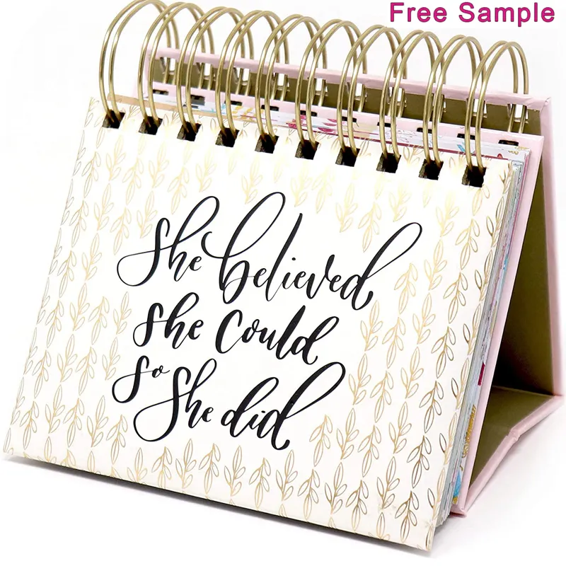 Custom Small Size Spiral Binding Daily inspirational quotes Desk Tent Calendars Perpetual Calendar