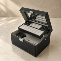 Boîte de rangement pour bijoux en cuir artisanal de luxe, organisateur portable multi-couches, étui en papier pour bagues, boucles d'oreilles, colliers, emballage cadeau