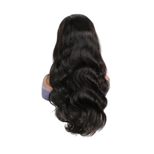 Parrucca Corta Ondulata con Frontale in Pizzo, <span class=keywords><strong>Capelli</strong></span> Umani Vergini per Donne di Colore, Parrucca Frontale HD Completa, Densità 180%, 18 Pollici - Product Image 5