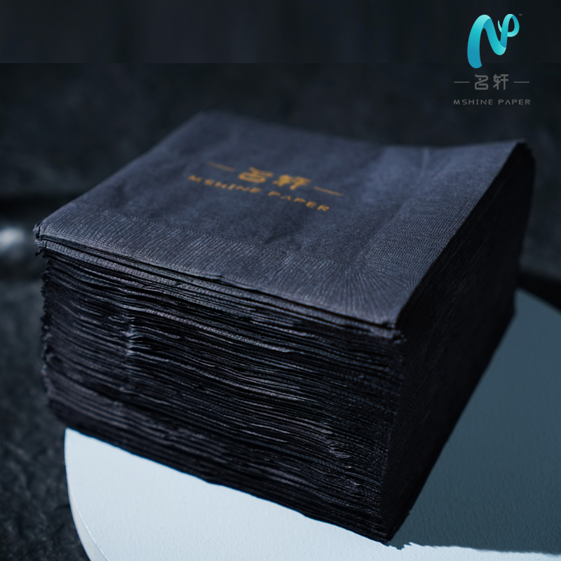 MingXuan Custom Cocktail Paper Napkins beverage napkins for restaurant black napkins with logo black tissue