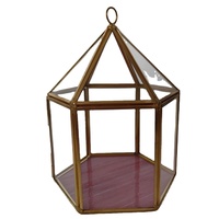 Boîte à cartes de pièce maîtresse de terrarium en verre géométrique doré bricolage sur mesure en gros mariage en vrac