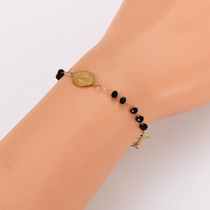 Religious 316L Stainless Steel 14k 18k Gold Plated Catholic Bead Bracelets With Charms Rosary Virgin Mary Bracelet for Women <b>Men</b> - Product Image 2