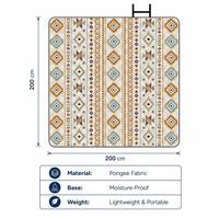 Tapis de pique-nique pliable imperméable à motif géométrique tribal avec poignée de transport pour le camping, la plage, les voyages et le parc