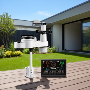 Station météo intelligente sans fil 5 en 1 avec écran de 7,5 pouces, capteur de thermomètre intérieur/extérieur, utilisation domestique, design moderne, en plastique - Product Image 2