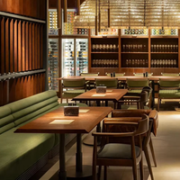 Combinaison table et chaises de style moderne, banquette en bois pour hôtel et restaurant, usage commercial, structure en acier inoxydable