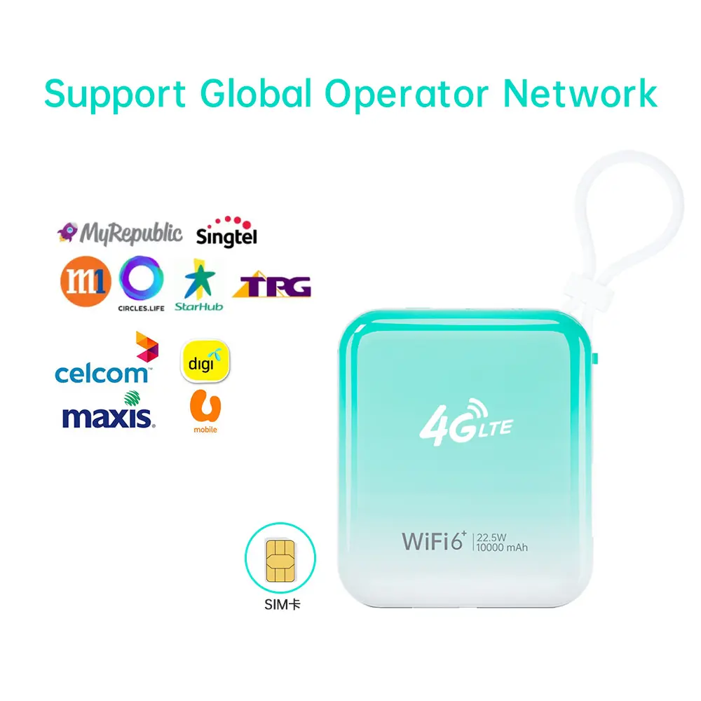 10000 mAh 300Mbps túi di động hotspot 4G LTE wifi6 Router 4G modem mifis di động hotspot với thẻ Sim