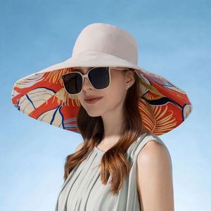 Factory Wholesale Custom Print Floral <b>Reversible</b> <b>Bucket</b> <b>Hats</b> Cotton Wide Brim Tropical Sun <b>Hats</b> for Adults for Holiday Beach - Product Image 1