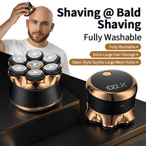 Tête de rasoir électrique personnalisée, magnétique, à sept lames, pour rasage corporel complet, lavable, rechargeable - Product Image 1