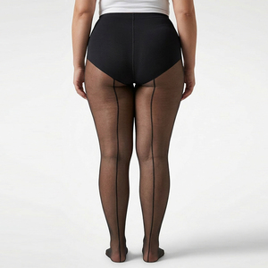 Collants noirs <span class=keywords><strong>grande</strong></span> <span class=keywords><strong>taille</strong></span> avec couture arrière, légère compression, <span class=keywords><strong>taille</strong></span> haute, opaques, effet lingerie - Product Image 3