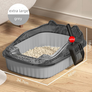 Venta al por mayor de fábrica de fabricación de productos sanitarios para gatos de plástico de gran espacio <span class=keywords><strong>caja</strong></span> de inodoro para gatos <span class=keywords><strong>caja</strong></span> de arena para gatos con cuchara para arena - Product Image 1
