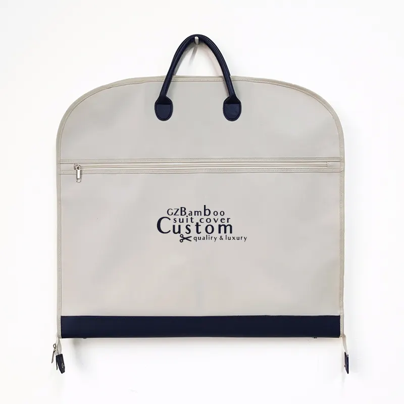 Cubierta de logotipo personalizado de viaje de lujo para hombre plegable a prueba de agua bolsas de ropa de almacenamiento de ropa de traje Oxford negro