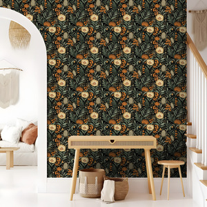 Creation Of Time And Space Bohemian Floral Wallpaper Self Adhesive Dark Color Vintage Style For Home Decoration - Product Image 2