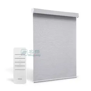 Bedroom Blackout Smart Roller Shade Electric With Remote Solar Powered Automation For Window Roller Blinds Indoor Motorized
