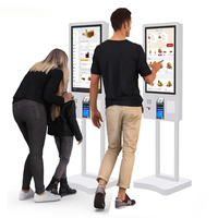 Kiosque de commande en libre-service LCD de 43 pouces avec écran tactile, scanner automatique de codes QR et terminal d'imprimante