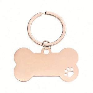 Personalize Engraving LOGO Blank Metal Bone Shape Dog Pet <b>ID</b> Name <b>Tags</b> with Key Ring - Product Image 4