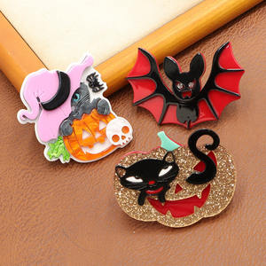 Broche de gato de Halloween de <span class=keywords><strong>moda</strong></span> acrílica para niñas, broche de acrílico para vestir, insignia - Product Image 2