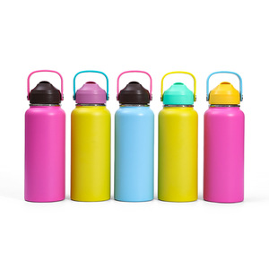 Botella de Agua Aislada al Vacío de Acero Inoxidable de 12oz con Logo Lindo, Vaso Térmico de Doble Pared con Popote para Niños, Escuela y Viajes - Product Image 1