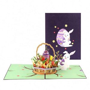 การ์ดป๊อปอัพกระเช้ากระต่ายอวยพรเทศกาลอีสเตอร์ 3 มิติ - Product Image 3