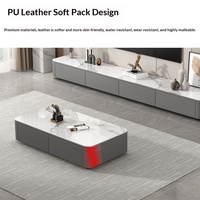 Table basse et meuble TV modernes en verre, style luxe léger, nouveau modèle sur pied avec tiroirs, élargi pour petits salons