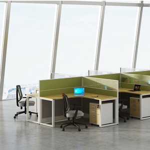 Modern 4-Person <b>Office</b> Furniture Set Workstation with Modular Partition <b>Office</b> <b>Table</b> and Chair Contemporary Desk Design - Product Image 3