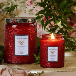 Vela Aromática en Vaso de Vidrio Relieve de 400g, Venta al por Mayor, Decoración de Fragancia para Interiores del Hogar, Vela de Cumpleaños, Regalo de Incienso - Product Image 4